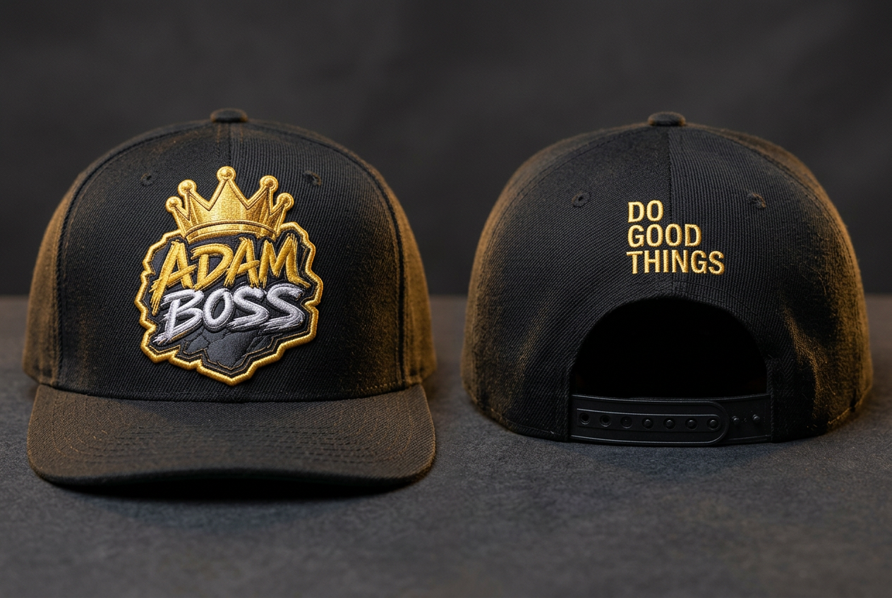 Boss Snapback mockup, front and back